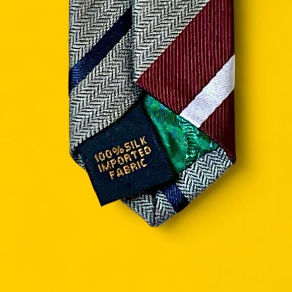 Tommy Hilfiger 100% Silk Striped Tie – Red/Navy/Grey – 3.75” Width - Picture 3 of 7